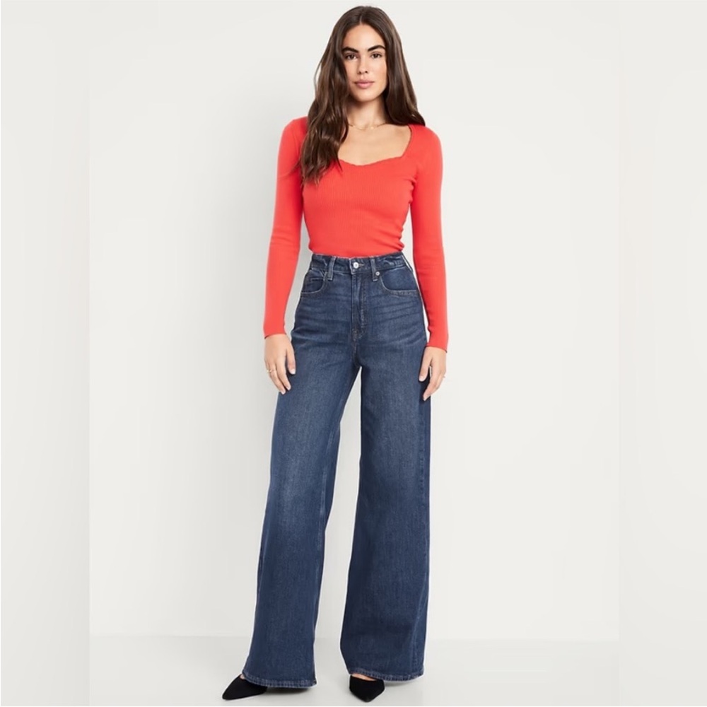 NWT! Old Navy Extra High-Waisted Super Wide-Leg Jeans - Size 4 Regular🖤805768